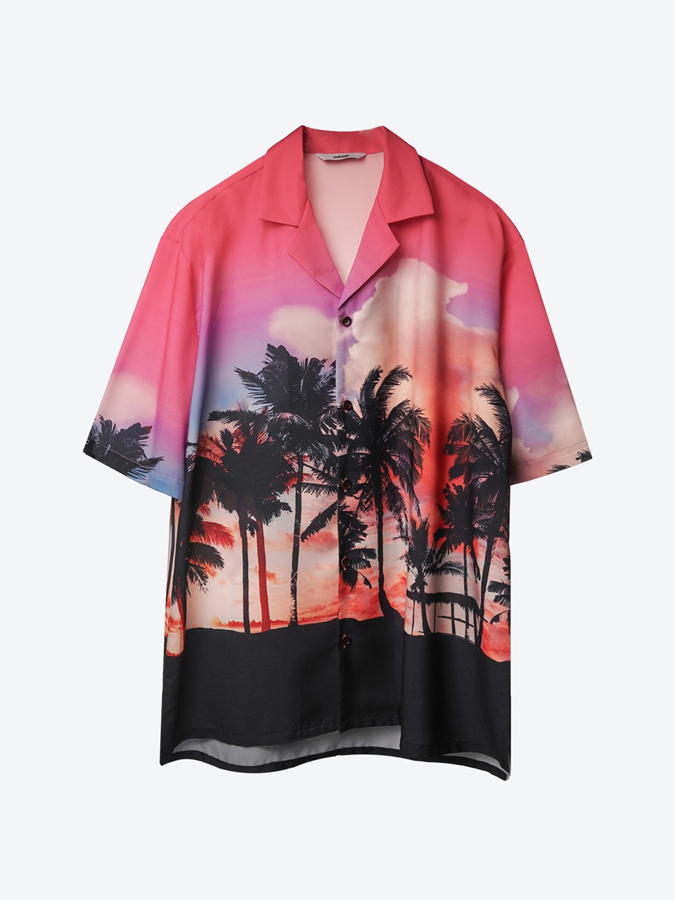 Palmtree Printed Bowling Shirt (pink)